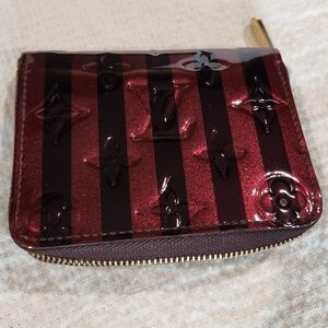 Louis Vuitton Monogram Vernis Leather Rayures Zippy Coin Purse Wallet Card Pouch